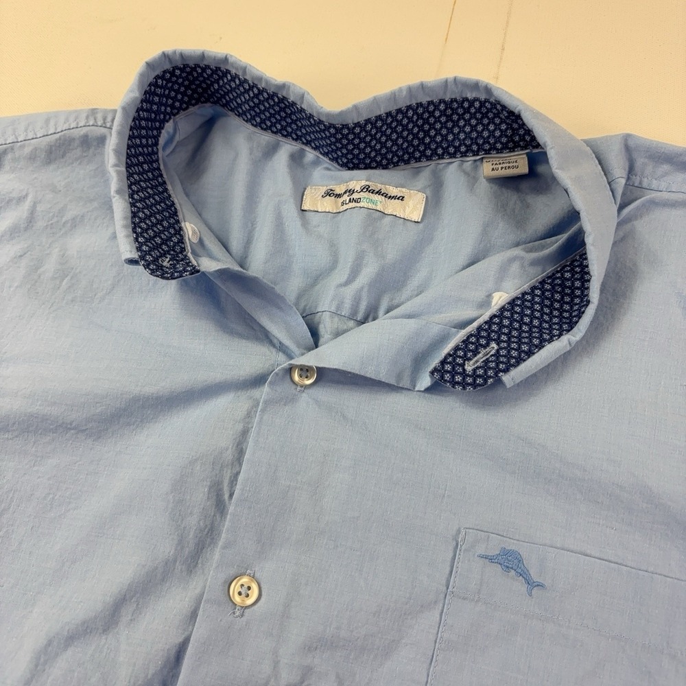 Tommy Bahama IslandZone Shirt Mens 2XL Blue Long Sleeve Button Up Pocket Cotton